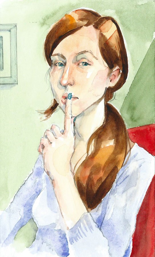 Portrait study, watercolor, 2016