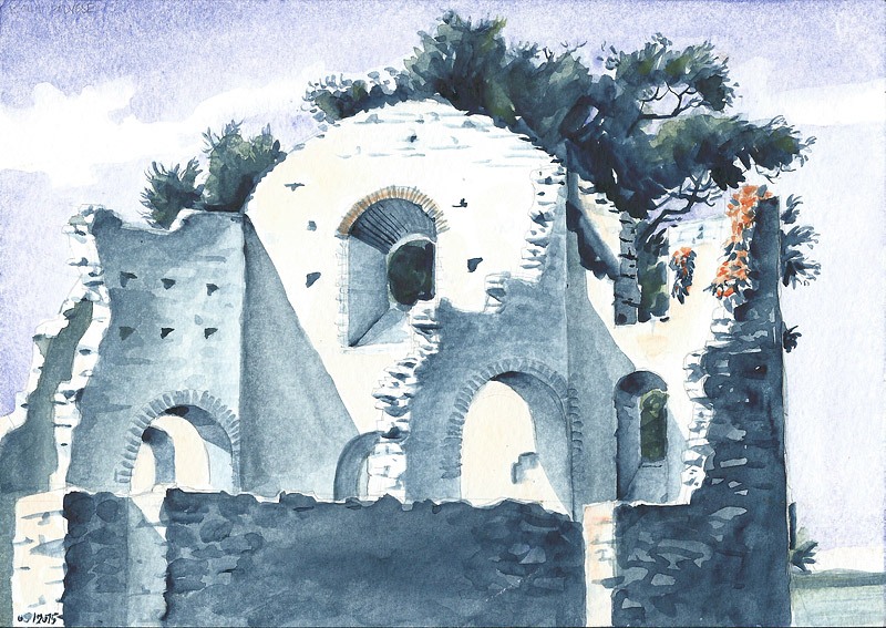 San Secondo, Isola Polvese, watercolor, 2015