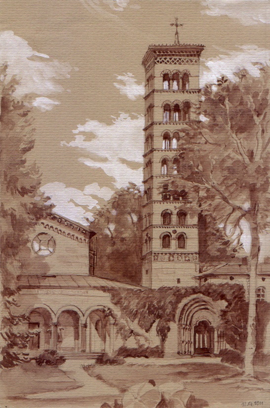 Friedenskirche Potsdam, watercolor, 2011